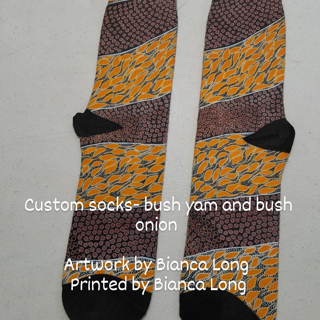 Custom Designed Socks- Bush Onion and Yam Print